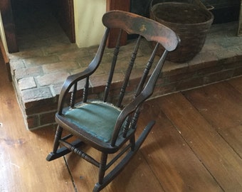 child's rocking chair-hickory puzzle rocker-custom made