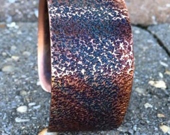 Hammered, antiqued copper bracelet