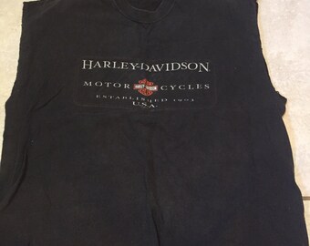 Vintage 90's Harley Davidson Miami Cut Off Tank Tee Shirt XL motorcucle biker
