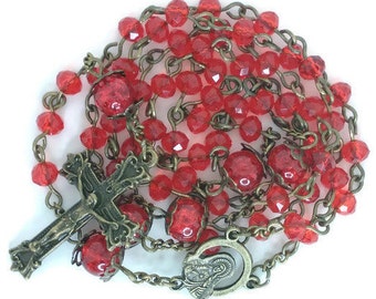 Blood Red Crystal Rosary