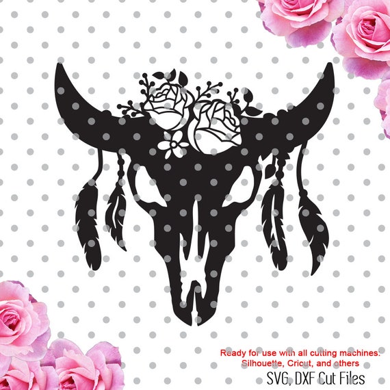 Download Cow Skull with feathers svg skull svg cow skull svg flowers