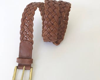 Women's size small brown leather braided belt