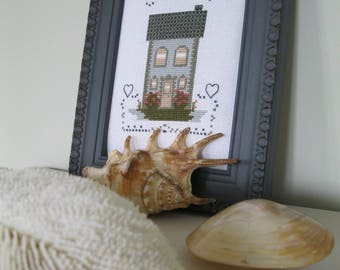 The small houses, summer - card/grid to cross-stitch