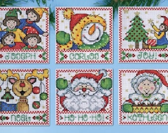 Design Works Plastic Canvas Kit - Christmas Tags set of 6 PC Ornaments, cross stitch ornament kit, christmas kit,