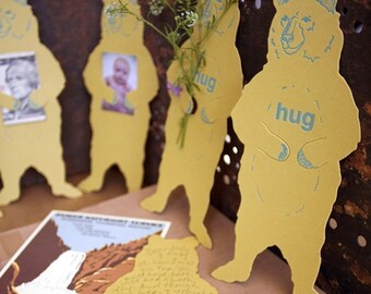 letterpress Bear Hug card diecut Grizzly