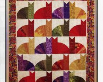 Phat Kats Quilt Pattern - Erin Underwood Quilts - Cat Quilt Pattern - Fat Quarter Friendly Lap Quilt Pattern, Cat Lover Quilt Pattern