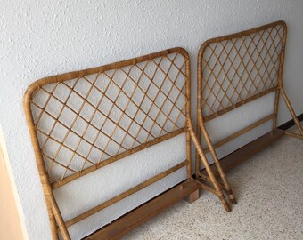 Pair of vintage rattan headboards
