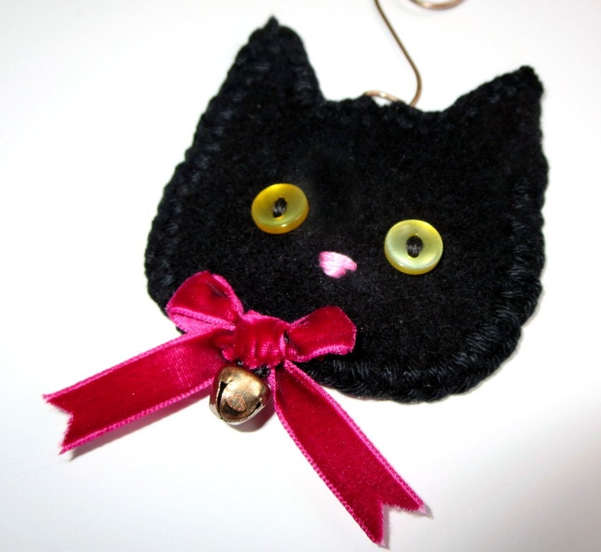 Black Cat Ornament PERSONALIZED Ornament Names dates 1 line
