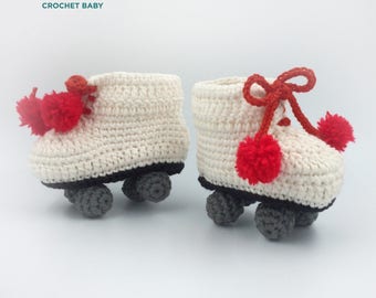 Crochet Baby Shoes, Handmade Baby Shoes for Summer, Rollerblade Baby Shoes.