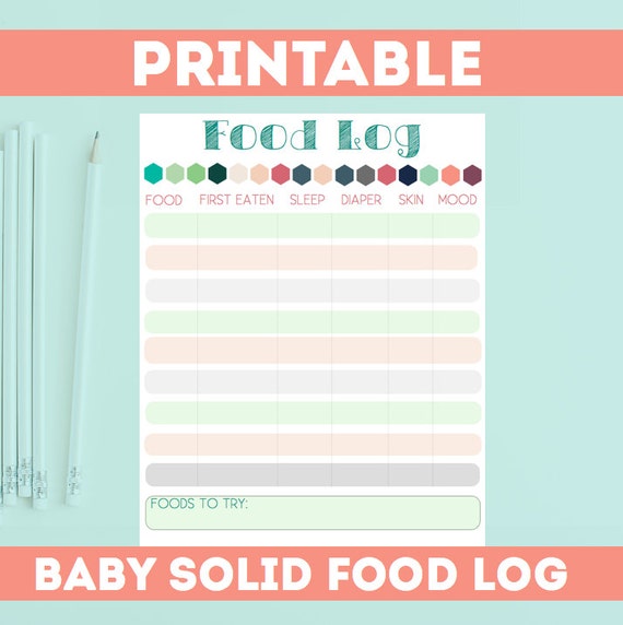 Items similar to Baby Food Diary Printable Log, baby food planner, new ...