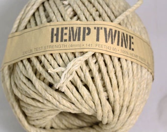 100% Natural organic Hemp Twine - strong 4MM - sold in Multiples x 5 METRE
