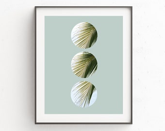 Plant Art, Palm Leaves, Palm Prints, Leaf Print, Plant Decor, Tropical Art, Circle Print, Tropical Leaves, Green Decor, Green Art, Plants