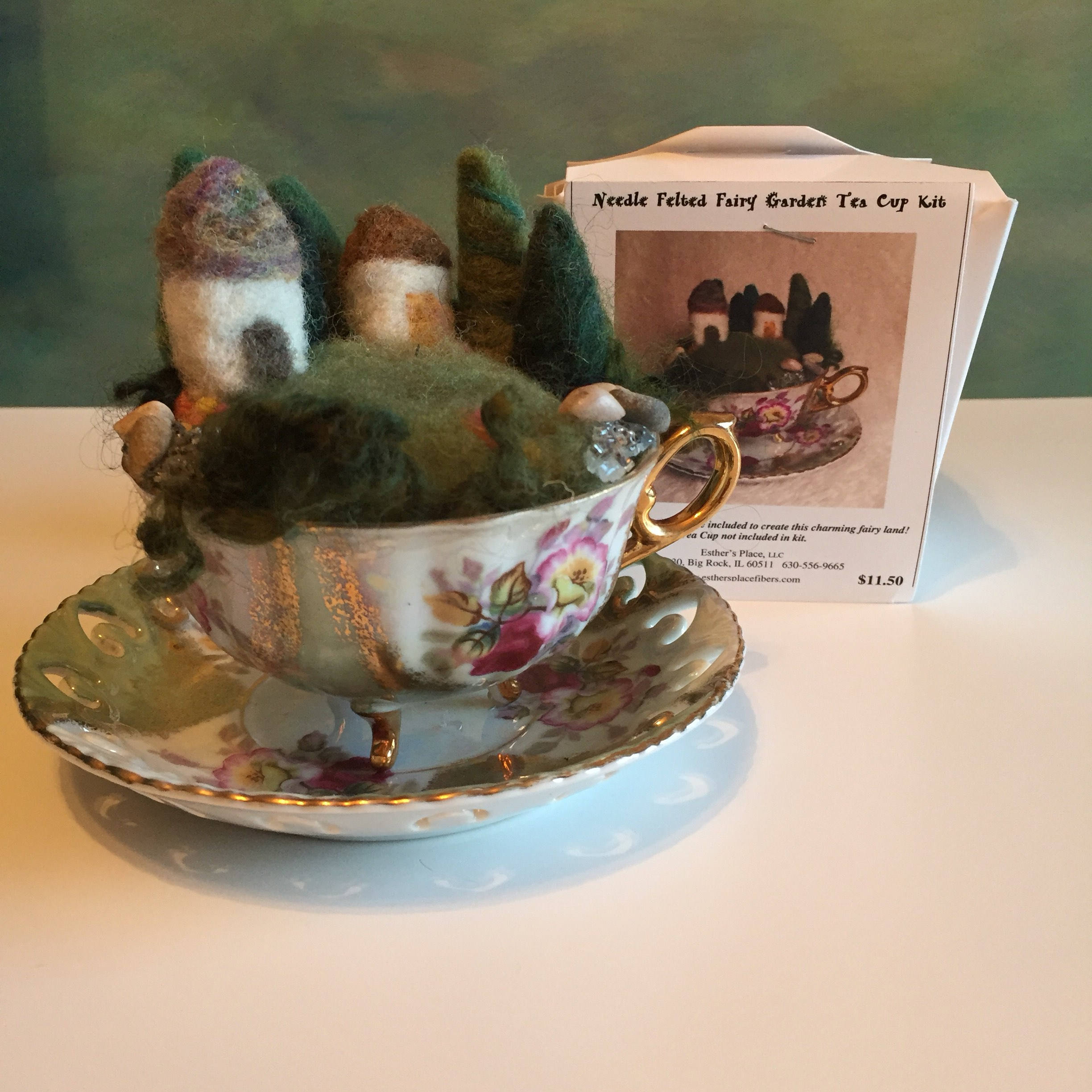 Kit Needle Felted Fairy Garden Tea Cup