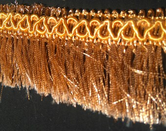 Copper glitter colours - fringe Indian stripe shiny 4 cm wide