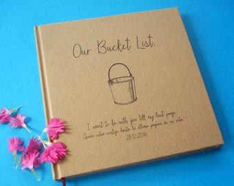 CUSTOM Our Bucket List Guest Book · Bucket List Wedding Decor · Our Bucket List Journal · Bucket List Gift for Bride and Groom · Bucket List