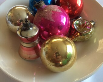 7 Vintage Glass Christmas Ornaments