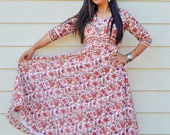 Womens long cotton maxi dress, maxi dress,boho dress,floral boho dress,floral maxi dress, long womens dress,bohemians long dress,Indiandress