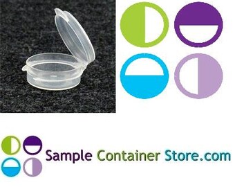 100 - 1/9 ounce Lacons Sample Container Round Hinged-Lid Plastic Medical Container (Autoclavable)