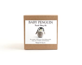 DIY Kit - Baby Penguin Needle Felting Kit - Needle Felted Animal Kit