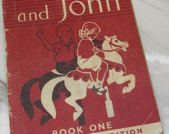 Vintage 1940s Children's Learn-to-Read Book - Janet and John Book One