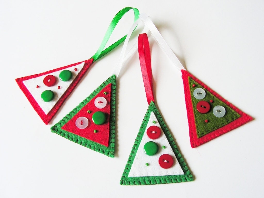 Set of 2 Christmas Tree Felt Decoration Felt Christmas