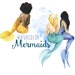 Watercolor Mermaid clipart, Mermaids clip art, Fantasy mermaid illustration, Mermaid art, Digital Clipart, Water