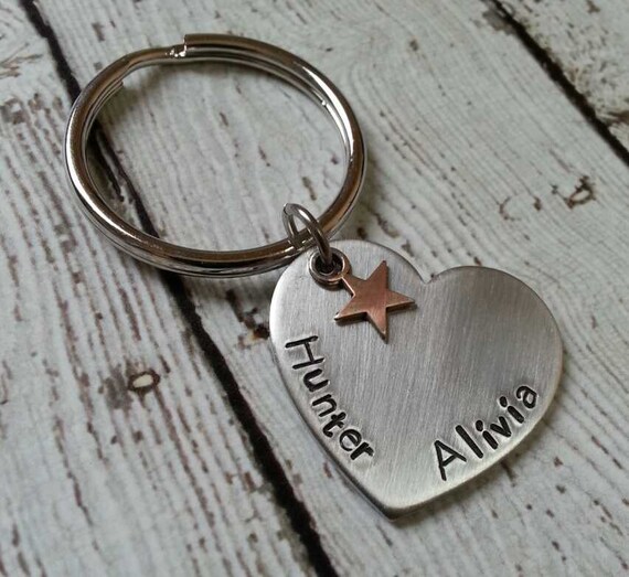 Heart Key Ring Name Jewelry Custom Key Ring Name Key Chain