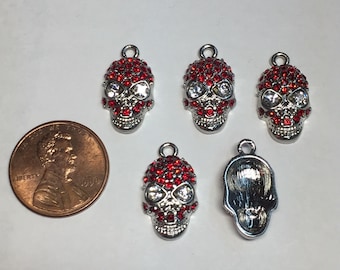 1 - Set of 5 Stainless Steel Skull Charms