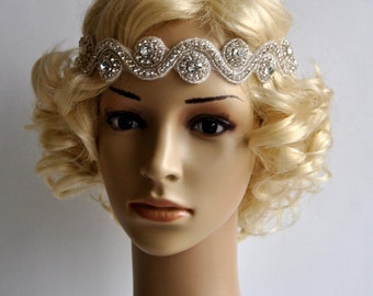 Rhinestone Headband, Wedding Headband, Wedding Bridal Headpiece, Headpiece, 1920s Flapper great gatsby headband
