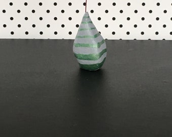 Handmade little clay pear - grey and green stripes