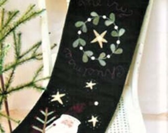 Cotton and Wool Applique - Two Santas Applique Runner