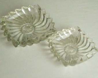 Heavy Crystal Ashtrays Swirl Pattern