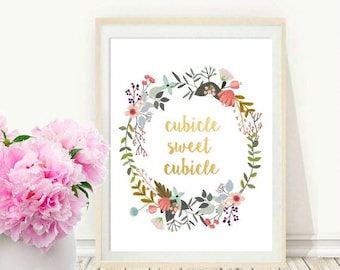 Cubicle Sweet Cubicle, Cubicle Decor, Cubicle Wall Art, Printable Art, Instant Download, Office Art, Wall Decor