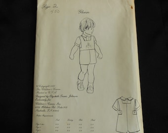 Unused Children's Corner pattern Glenn size 2 Sewing Pattern Boy Romper Overalls Sunsuit John-Johns w Detachable Bib plus Shirt 1980