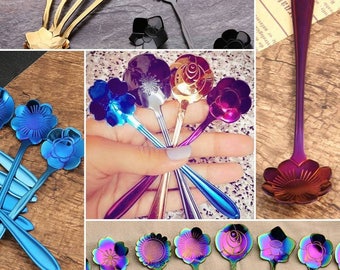 Bouquet of 8 Flower Tea Spoons **NEW COLORS**