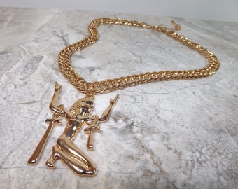 Breath of Life - Golden Ankh Pharaoh Chain Necklace