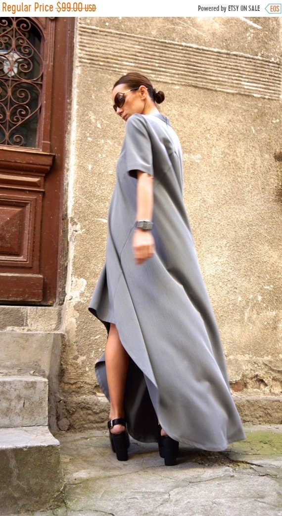SALE New Collection Maxi Dress / Grey Asymmetrical Kaftan