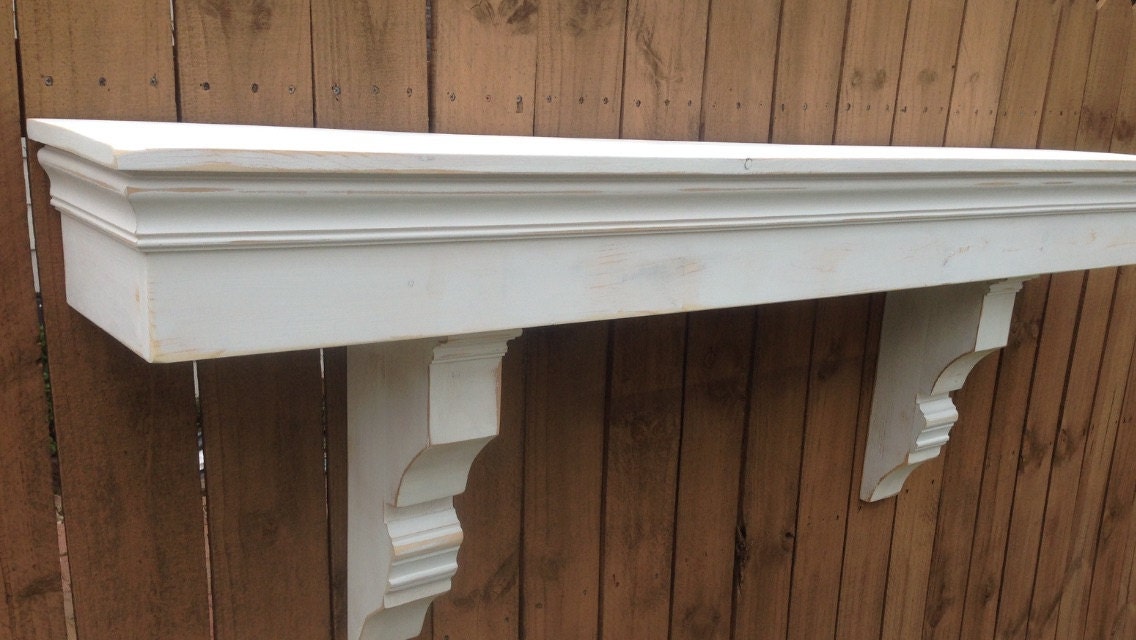Floating Mantle Shelf Distressed White Floating Shelf Shabby
