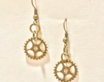 Bronze Steampunk Gear Earrings