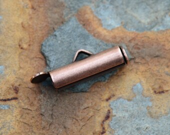 2 Antique Copper Ribbon Ends - Small - 17 x 6.6mm, ID:3mm Nunn Designs LOW SHIPPING