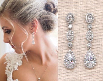 Bridal earrings Vintage Style Wedding Earrings, Swarovski, Wedding Jewelry, Bridal jewelry, Marisa Vintage Drop Earrings