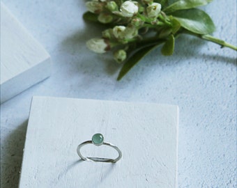 Handmade Sterling Silver Aqua Blue Chalcedony Stacking Ring