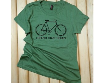Bicycle T-Shirt, Bike Tee, Bicycle TShirt, Bicycle Shirt, Bike TShirt, Bike Shirt, Cheaper than Therapy, Funny Bike Shirt, Cycling Shirt