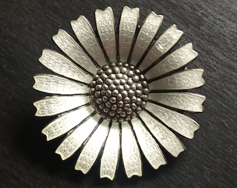 Anton Michelsen silver and enamel daisy brooch