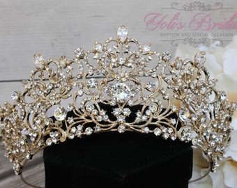 FAST Shipping!!! Gold Swarovski Tiara, CristalTiara ,Wedding Tiara ,Crown , Princess Tiara, Quinceanera, Cristal Headpiece