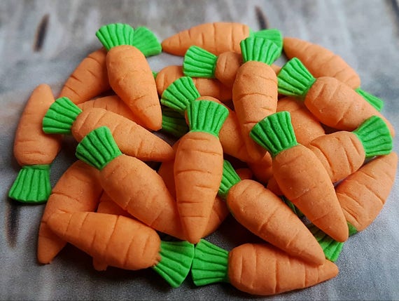 25 Edible Sugar Paste Fondant Carrots Ve Ables Decorations