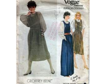 Vogue American Designer 80s Womens Sewing Pattern Jumper & Blouse Geoffrey Beene Size 8 Bust 31.5" (80cm) Vogue 2872 S