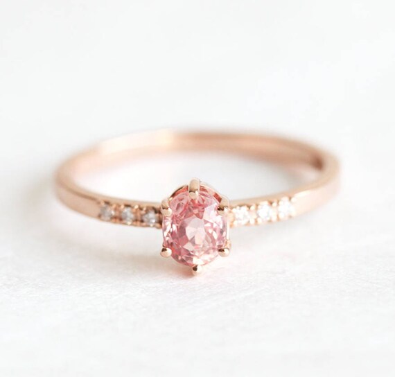  Rose  Gold  Sapphire Engagement  Ring  Simple  Engagement  Ring 