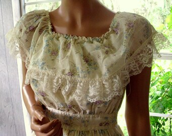 Gunne Sax Style Dress "Ruffled Romance in Calico"