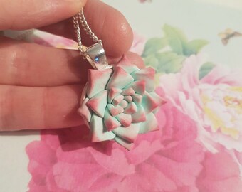 Polymer clay succulent necklace